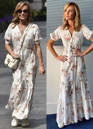 Плаття віскозне з віскози літнє ярусне довге максі в підлогу