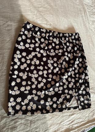 Спідниця shein бренд принт ромашка 44 - 46 виріз