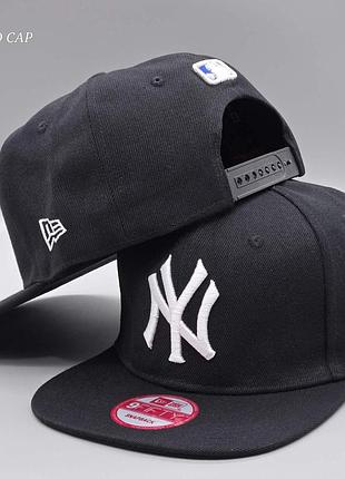 Кепка snapback снепбек ny new era черная с прямым козырьком