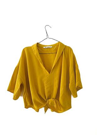 Желтая свободная блуза топ zara