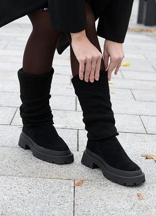 Чоботи - панчохи №1181 - сапоги - чулки №1181 на чорній підошві