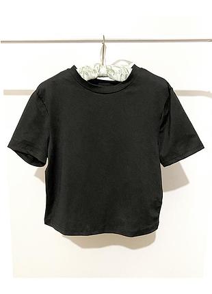 S-xs топ короткий рукав эластичный летний женский черный базовый футболка