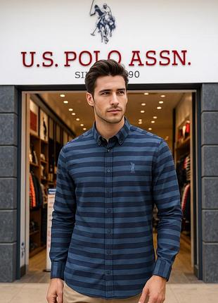Сорочка чоловіча u.s. Sport polo assn. синя смужка розмір m бавовна 100% slim fit