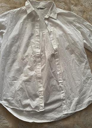 Біла блузка сорочка, бавовна рукав мереживний