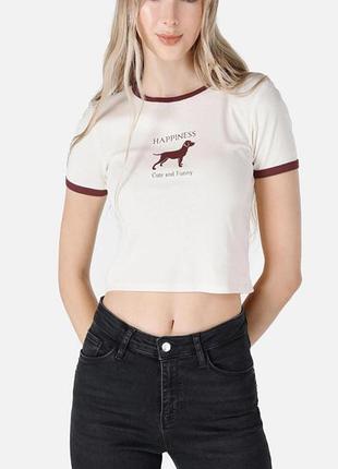 Біла футболка з короткими рукавами та круглим вирізом для жінок