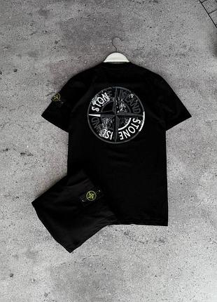 Літній чоловічий комплект костюм футболка і шорти stone island