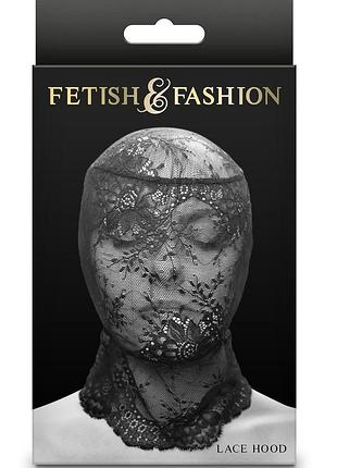 Капюшон-маска на все обличчя мереживний ns novelties fetish & fashion lace hood чорний