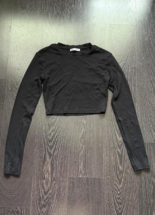 Чорний обтислий кроп-топ zara