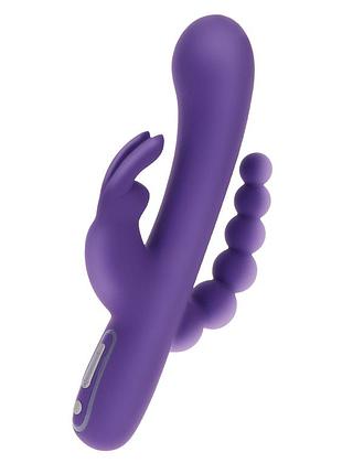 Вибратор-кролик с анальной елочкой toy joy фиолетовый, 21.5 х 4 см