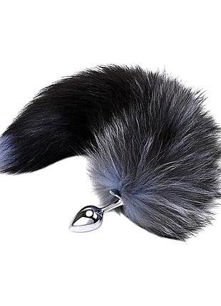 Анальна пробка з хвостиком лисиці romfun fox tail сірий/сріблястий