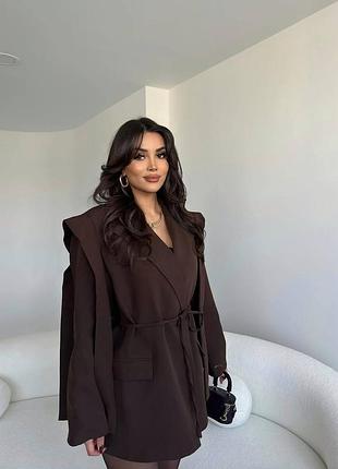 Популярна сукня-піджак з костюмки | чорний, беж, молочний, бургунді | розміри 42-48 | мод. 1530