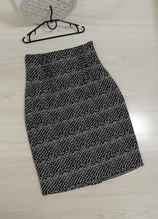 Юбка тюльпан бочонок до колен сзади с закрытым разрезом абстракция бохо ретро женская