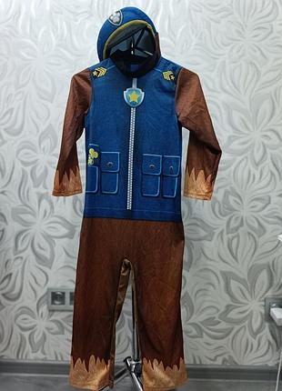 Костюм карнавальный + шапочка гонщик чейз щенячий патруль chase на возраст 4-6 лет