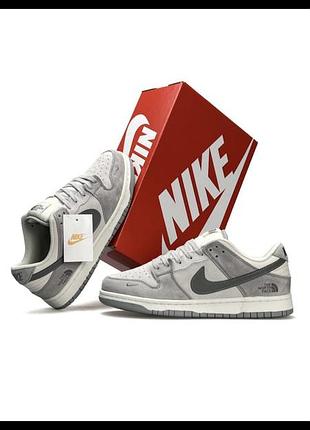 Чоловічі кросівки nike sb dunk low x the north face grey white