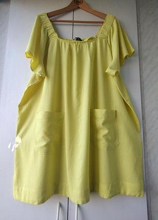 Солнечное просторное платье (лен+вискоза)