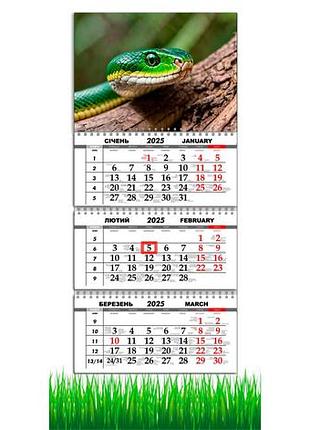 Календар квартальний на 2025 рік на 3 пружину apriori символ року змія