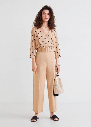 Стильна жіноча блузка блуза сорочка на запах принт горох бренд mango, р.s