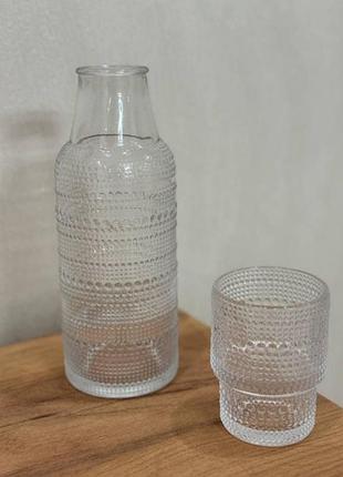 Набор питьевой yiwu hp-19-6-1 стеклянный кувшин 1 л/стакан 200 мл 2 предмета прозрачный