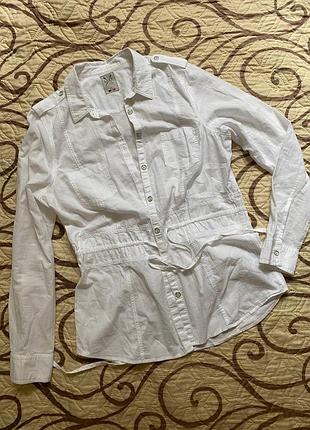 Біла жіноча сорочка під пояс белая рубашка