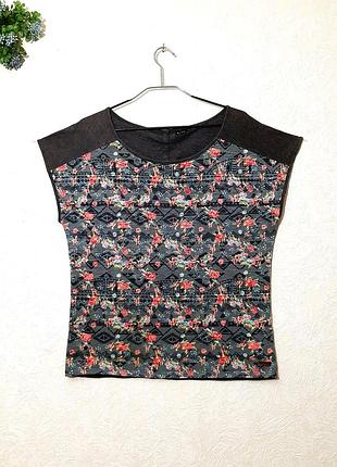 Футболка жіноча protest сіра з квіточками блакитними рожевими жовтими літня квіткова