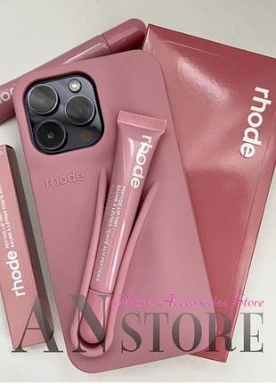 Рожевий чохол rhode ribbon з бальзамом на iphone 11,11 pro,12,12pro,13.,11 pro max,16,17,17 pro