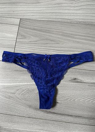 Трусики ажурні мереживо гіпюр сині