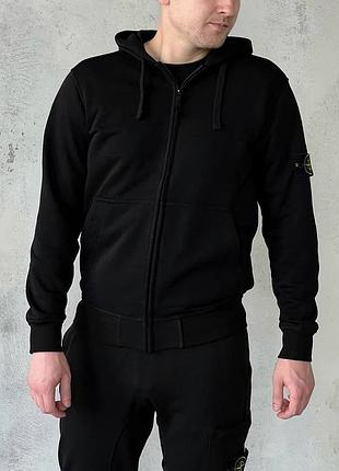 Зіп худі stone island в чорному кольорі