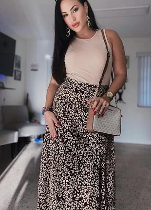 Миди юбка леопард