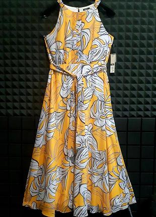 Фантастически эффектное яркое платье с тропическим принтом, большой размер.