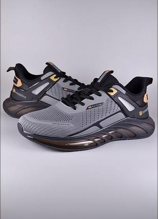 Сірі чоловічі кросівки текстильні bs-x 8 active dg, легкі чоловічі кросівки