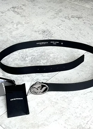 Чоловічий ремінь emporio armani армані шкіра фірмовий шкіряний