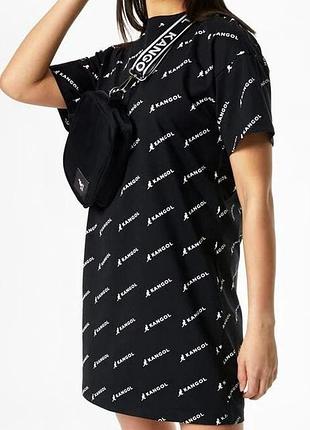 Классная удлиненная хлопковая футболка платья с логотипом kangol оригиинал ❣️🌺❣️