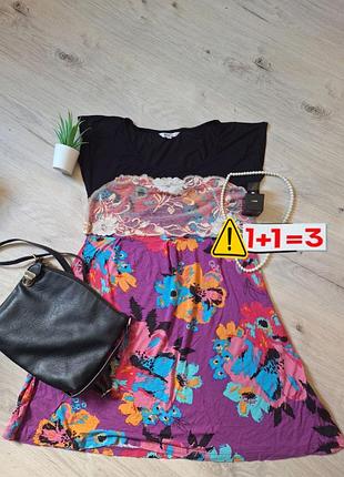 В подарок платье мини легкий вискозный сарафан кружевной вышивкой черный цветы пляжная туника принт вискоза м s 36 38 m новейший 1+1=3