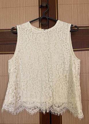 Біла гіпюрова блуза h&m