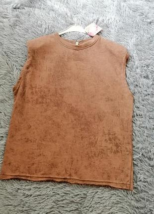 Футболка майка без рукавов с подплечником с подплечниками классного качества трикотаж туречковая принт мрамора развод дай