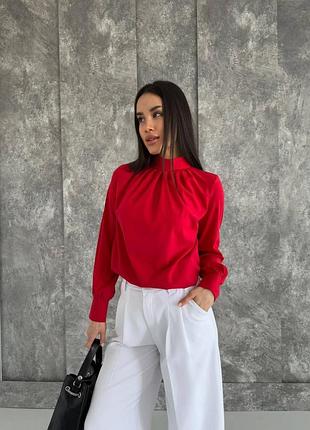 Елегантна блуза блузка діловий стиль святкова довгий рукав прямий крій