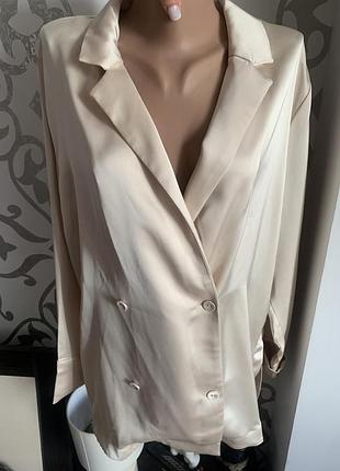 Рубашка пилдак удлиненная шелк h&m
