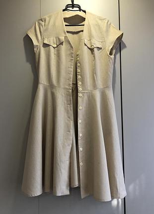 Сарафан(плаття)в ідеальному стані,тканина льон.ярозмір 44-46