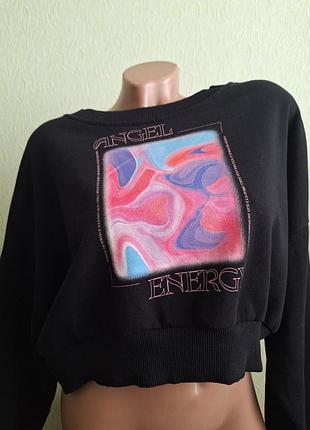 Кроп топ. укороченный худи. кофта на флисе.