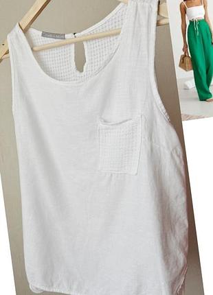 Білий базовий топ майка лляна майка
