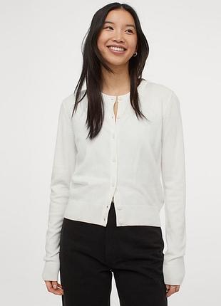 Жіночий в’язаний кофта-кардиган h&m basic — білий, розмір l