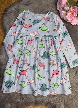Гарна стильна бавовняна сукня з яскравим принтом діно на дівчинку 4/5р f&f