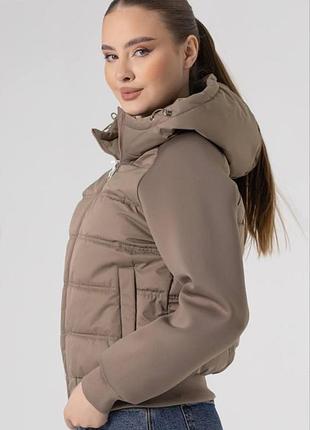 Демисезонная куртка шоколад черная беж