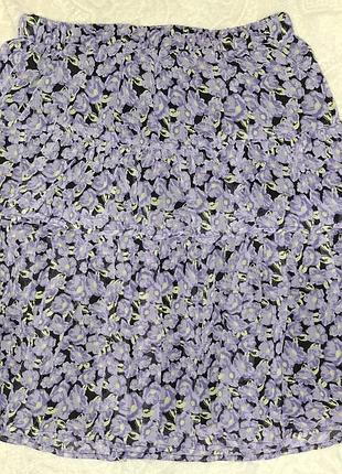 Шифоновая легкая юбка в цветочный принт