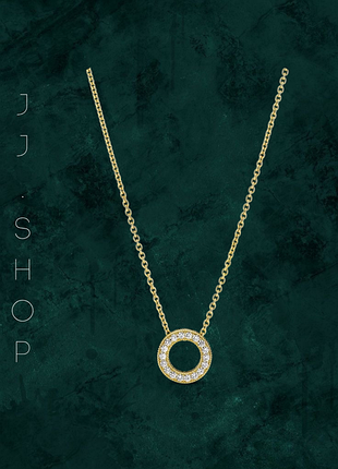 Срібне намисто з кільцем із паве та логотипом  pandora (пандора) 367436c01 з покриттям 14к золотом