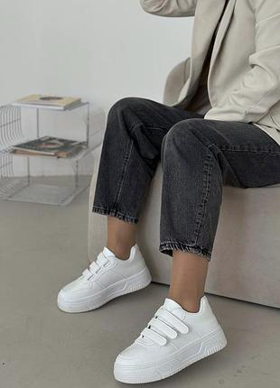 Кроссовки женские белые на липучках  😍🔥