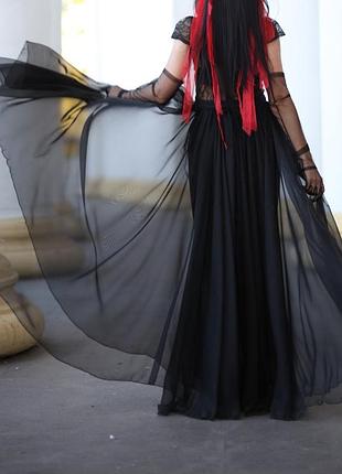 Шикарне чорне італійське неймовірне плаття в підлогу в пол максі сукня шовк шифон мереживо кружево для фотосесії вечірнє випускний