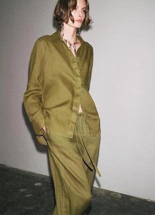 Сорочка лляна льон оверсайз zara