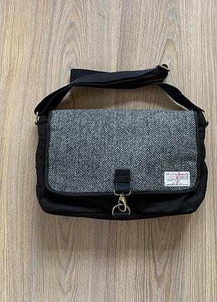 Мужская оригинальная текстильная твидовая сумка мессенджер harris tweed