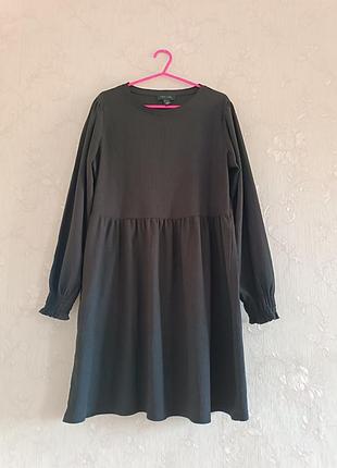 Платье повседневная черная легкая с длинным рукавом new look размер 12 на м